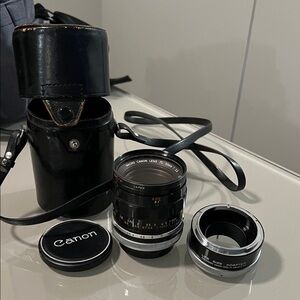 Canon Black Camera Lens with Extender and Case VINTAGE